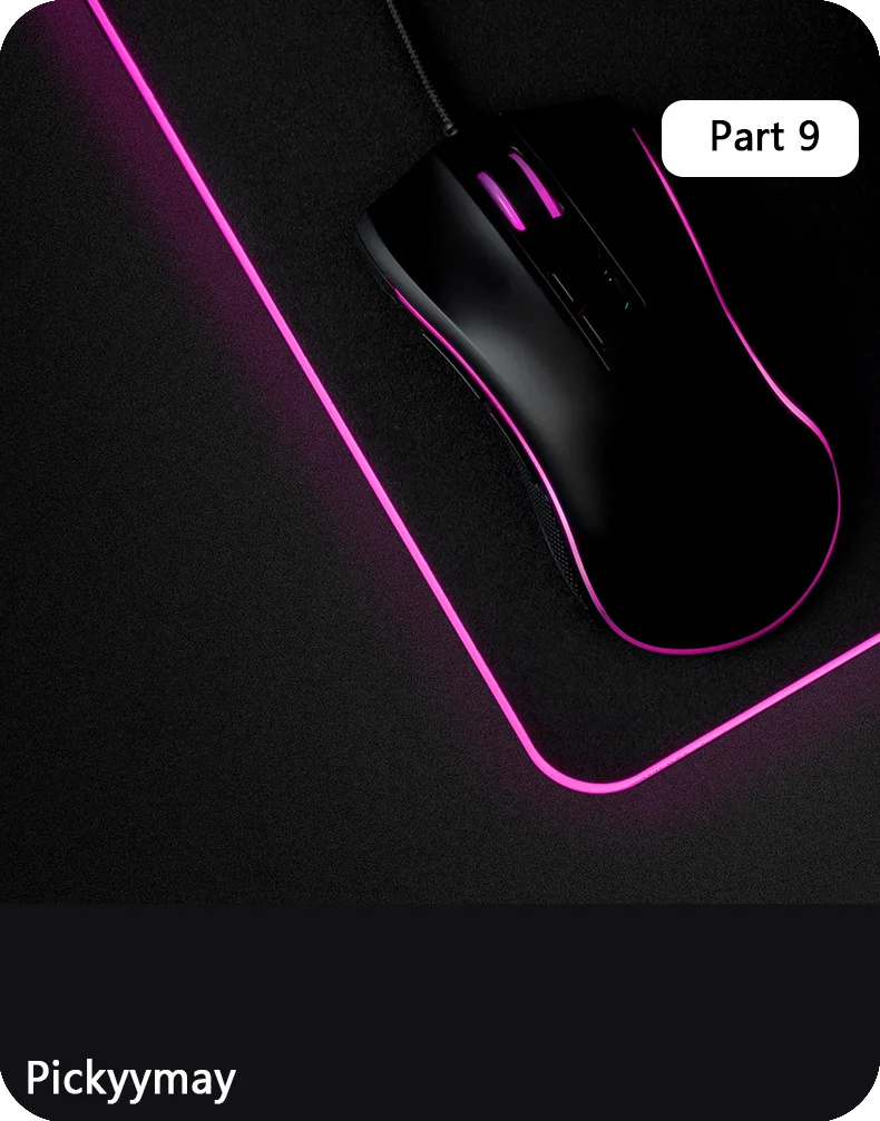 Velika RGB podloga za gaming miš, LED podloga za miš, gamerska podloga za stol, podloga za PC stol, RGB podloga za tipkovnicu XXL 90x40cm