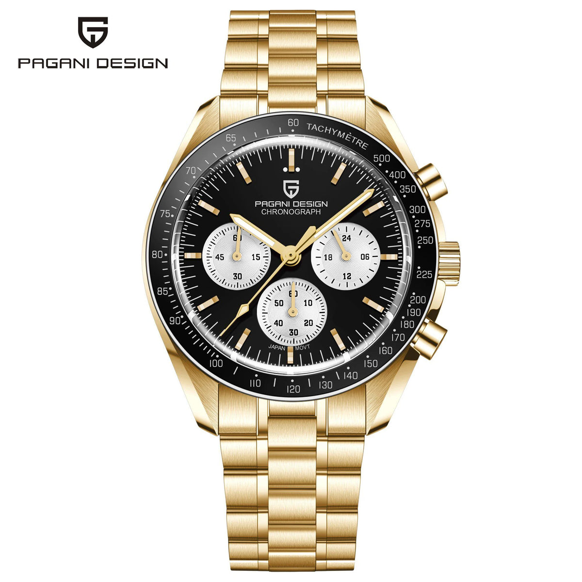 Relógio PAGANI DESIGN Moon – Cronógrafo de quartzo de luxo para homem, estilo desportivo, vidro de safira com tratamento antirreflexo, mostrador luminescente