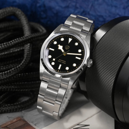 Watchdives WD1016 V3 kvarc karóra, 37 mm-es rozsdamentes acél tok, zafírüveg, vintage stílusú karóra, VH31 Sweep mozgás, 100 m vízálló férfi karóra
