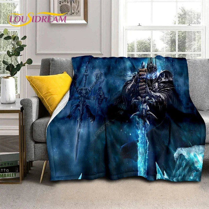 3D World of Warcraft-spil WOW Lich King DH-tæppe, blødt tæppe til hjemmet, soveværelset, sengen, sofaen, picnic, rejser, kontoret og børn
