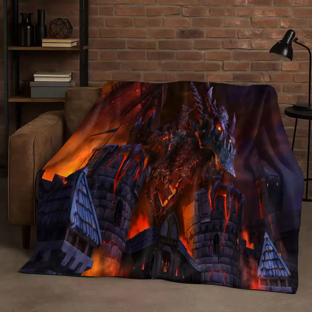 3D WOW World of Warcraft Game Demon Hunter Arthas Cartoon Flannel Blanket,Ultra Soft Plush Throw for Home Bedroom Bed Sofa Cover
