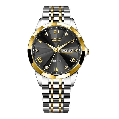 LIGE women’s quartz wristwatch – Elegant and luxurious, displaying the date and day of the week – A simple, water-resistant watch, ideal as a gift for women