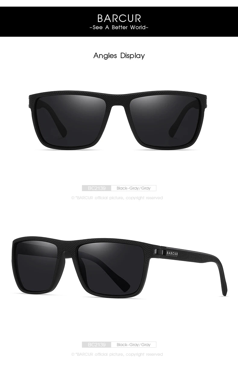BARCUR Design TR90 napszemüveg férfiaknak, polarizált, könnyű sportnapszemüveg nőknek, szemüveg-kiegészítő, Oculos UVAB védelem
