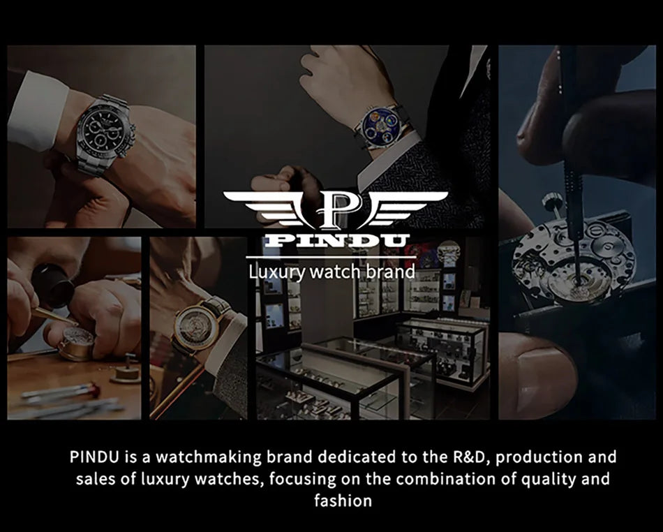 2025 NEW PINDU Design Music Series Machinery Watch Men Movement Stainless Steel Sapphire Glass Top Luxury Automatic Watch Hollow