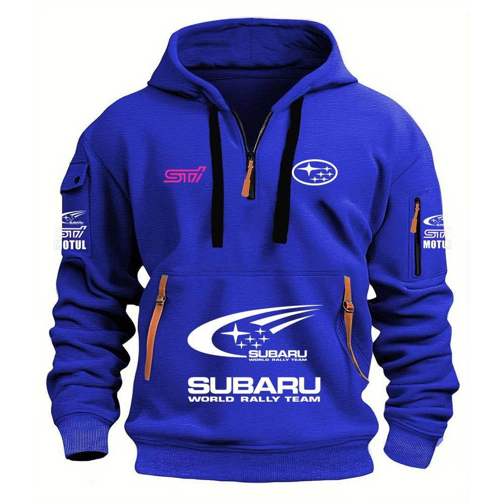 2026 New SUBARU Racing European Size Autumn/Winter Men's Hooded Kangaroo Pocket Hooded Sports Fleece Hoodie Top Coat