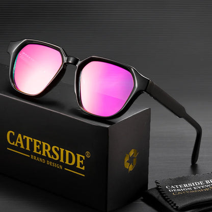 CATERSIDE férfi és női divatos, négyzet alakú keretes napszemüveg, mindennapi viseletre, UV400 védelemmel, PC keret, propionát, tűszerű szárak