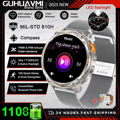 2026 T-Rex 3 Style Smartwatch for Men  1100mAh Battery, GPS, 10ATM Waterproof, Bluetooth Calling & Sports Tracker