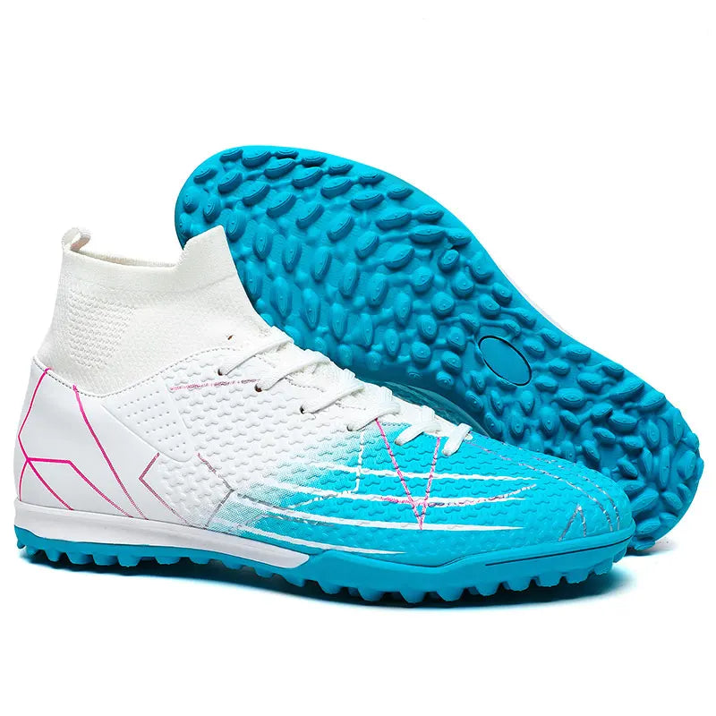 New Professional High Top Football Shoes Artificial Grass Leather Youth Students Training Soccer Shoes for Men And Women Sports