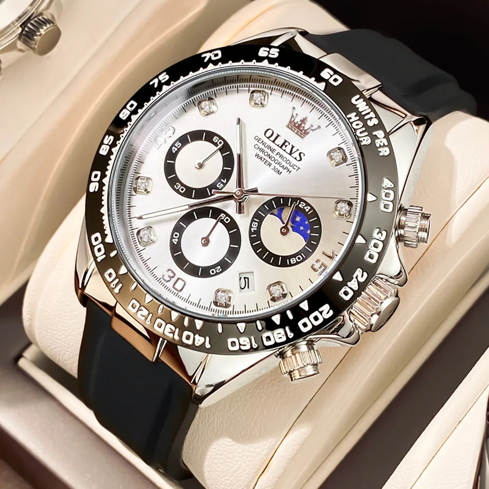 Montre pour homme OLEVS – Montre à quartz de luxe, étanche et luminescente, dotée d'un chronographe et d'un affichage de la date – Montre de sport pour homme d'une grande marque