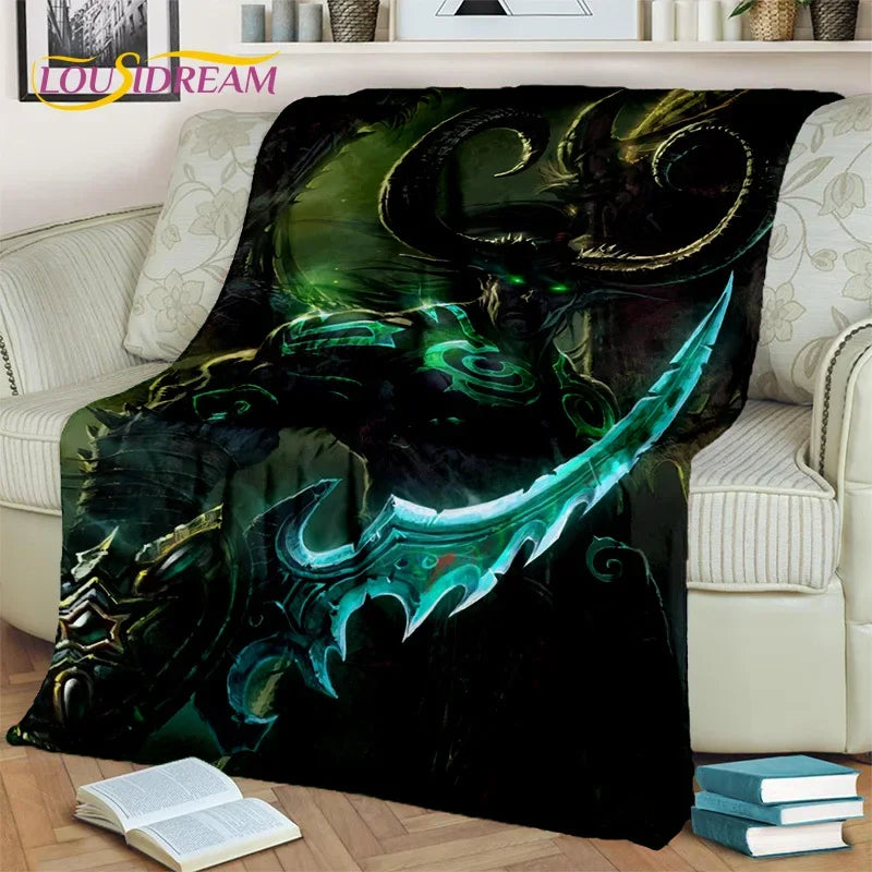3D World of Warcraft-spil WOW Lich King DH-tæppe, blødt tæppe til hjemmet, soveværelset, sengen, sofaen, picnic, rejser, kontoret og børn