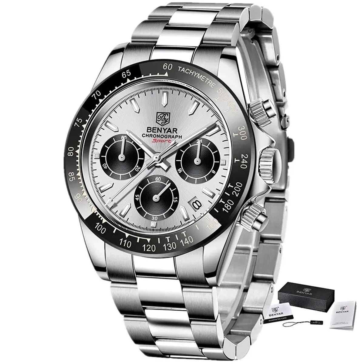 BENYAR Men’s Watches – Luxury chronograph, sporty design, water-resistant, stainless steel, quartz movement