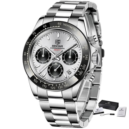 BENYAR Men’s Watches – Luxury chronograph, sporty design, water-resistant, stainless steel, quartz movement