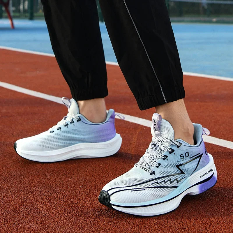 Herren-Sportschuhe – professionelle, gedämpfte Laufschuhe mit Carbonplatte, atmungsaktive Schnür-Sneaker für Freizeit, Marathon und Training