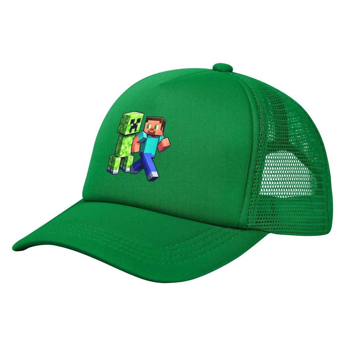 Kubinis nuotykių ieškotojas atranda už savęs „Creepers“ monstrą. Sunkvežimio vairuotojo kepurė. „Sun Hats“ kepurė. Reguliuojama „Snapback“ kepurė. Tinklinė beisbolo kepurė.