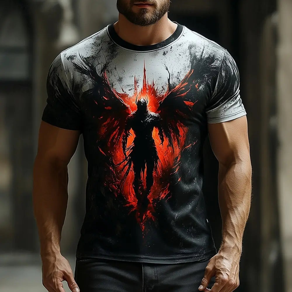 Casual T-shirt met korte mouwen en ronde hals voor heren en dames met engelenprint – Modetrend – Supercool – Nieuwe dagelijkse kleding voor heren
