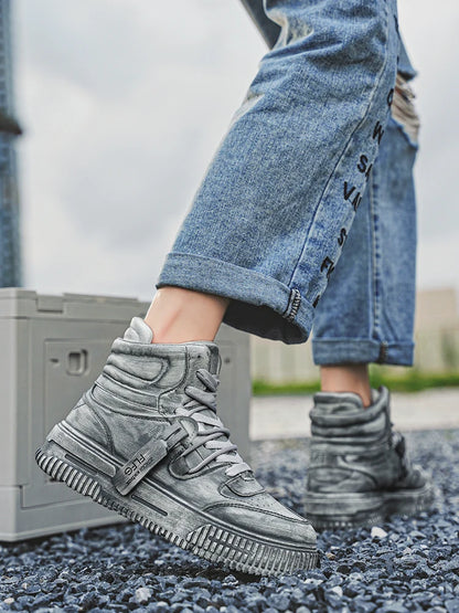 Autumn and Winter High Top Men's Fashion Trend Retro Gray Parent-Child Work Sports Shoes