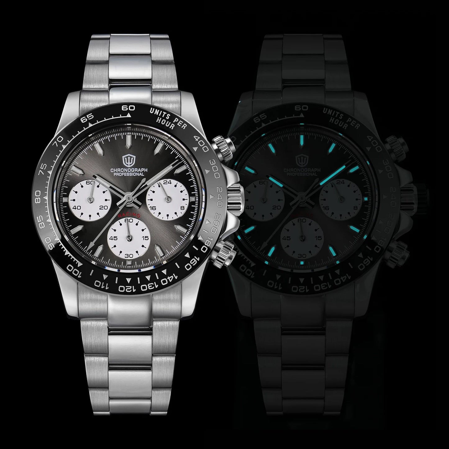 Watchdives WD16500 V2 Quartz Watch VK63 Sweep Sports Chronograph Watches Sapphire AR Coating BGW9 Luminous Waterproof Watches