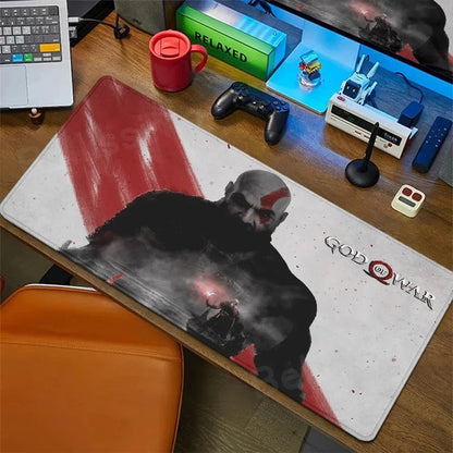 XXL egérpad God of War íróasztali szőnyeg játékos kiegészítők billentyűzet számítógépes egérpad játékosok számára nagy méretű PC-szekrény irodai asztal szőnyeg