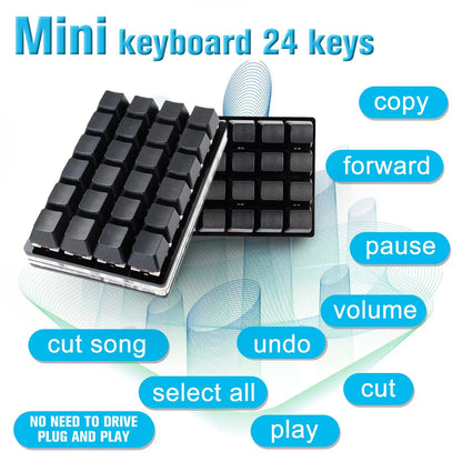 Mini teclado mecânico USB personalizado de 24 teclas preto/branco para gaming, Sayo Device, teclado programável de atalhos com teclas macro