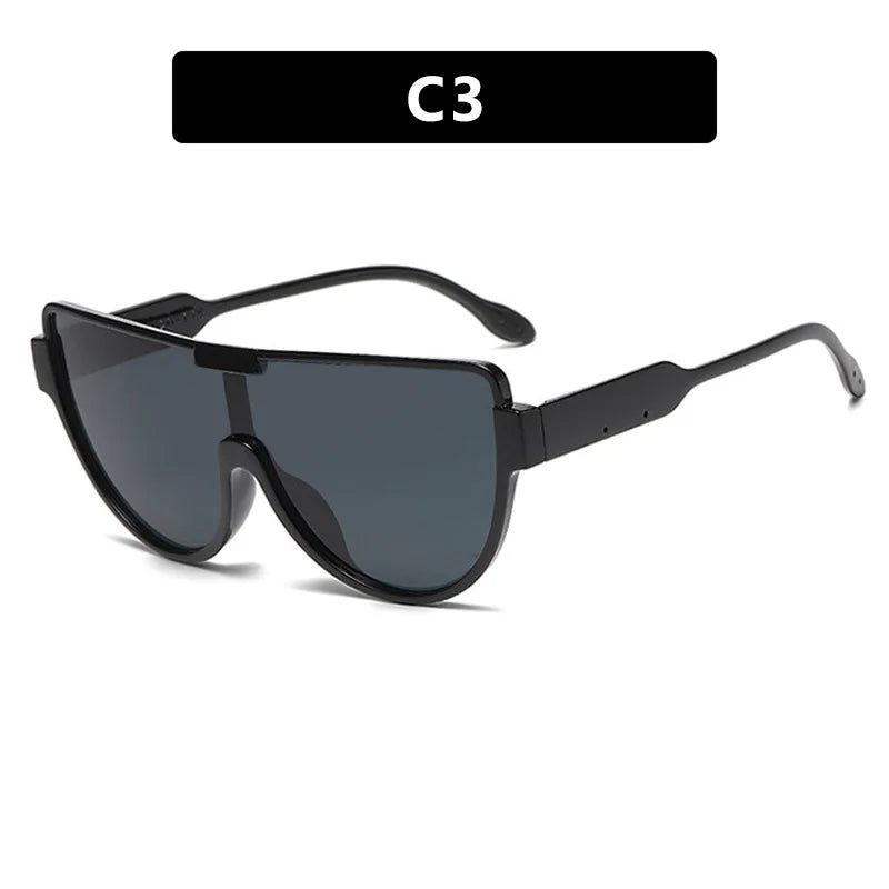 2025 New Design Monoblock Semi-round Sunglasses Designer Half Frame Goggle Shades Outdoor Oversized Sun Glasses for Women & Men