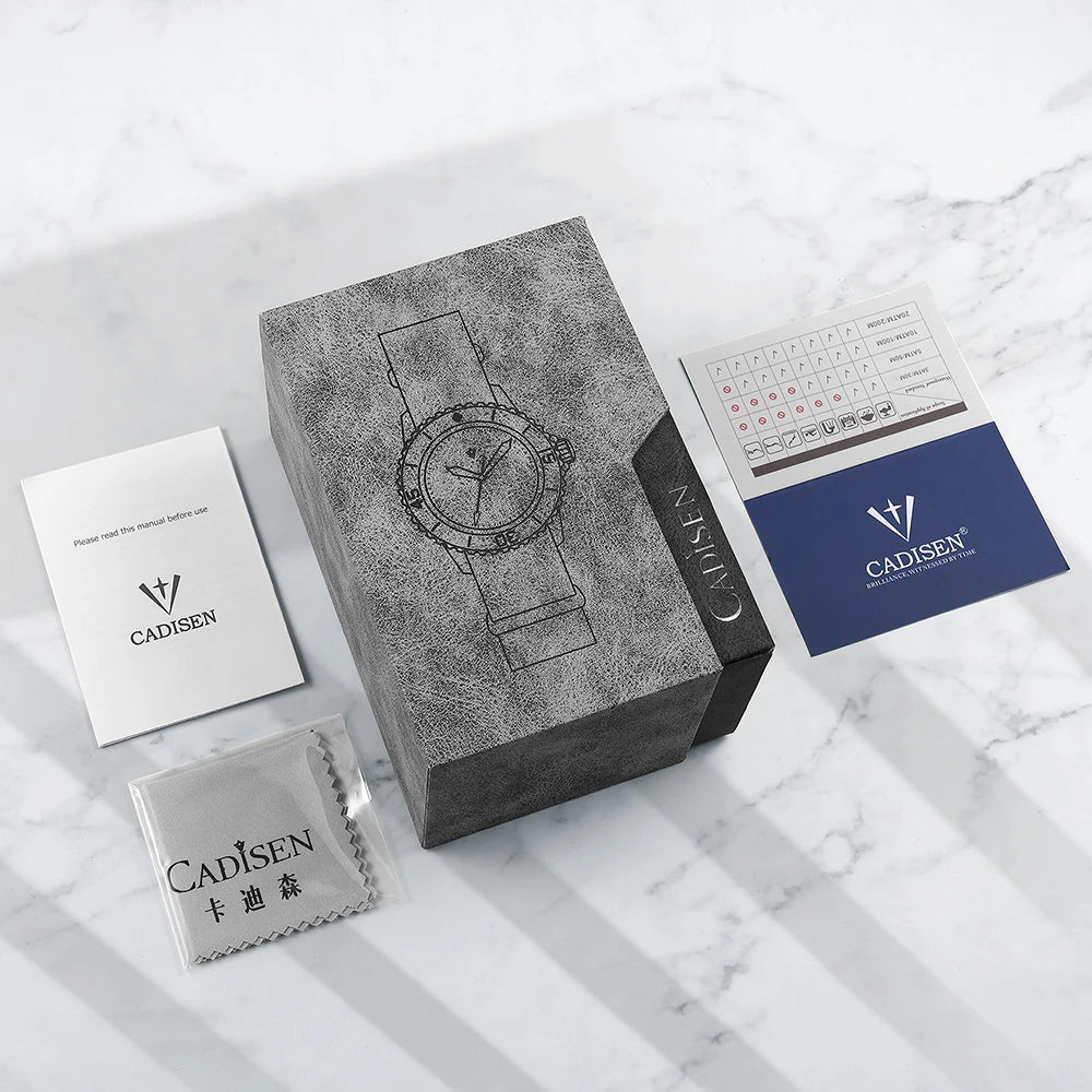 CADISEN Új férfi karórák Luxus kvarc karóra férfiaknak Zafír AR bevonatú üveg Vászon VK68 Speed Chronograph Automatikus