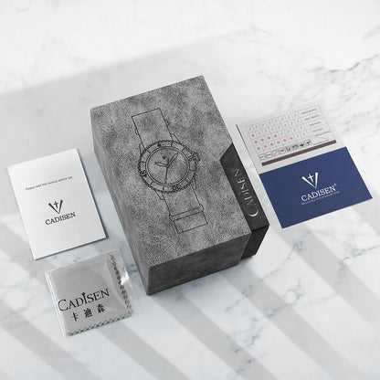 CADISEN Új férfi karórák Luxus kvarc karóra férfiaknak Zafír AR bevonatú üveg Vászon VK68 Speed Chronograph Automatikus
