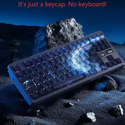 Teclas PBT transparentes con degradado galaxia morado y grabado lateral, 135 teclas, compatibles con teclado mecánico de 60/64/84/98/108 teclas