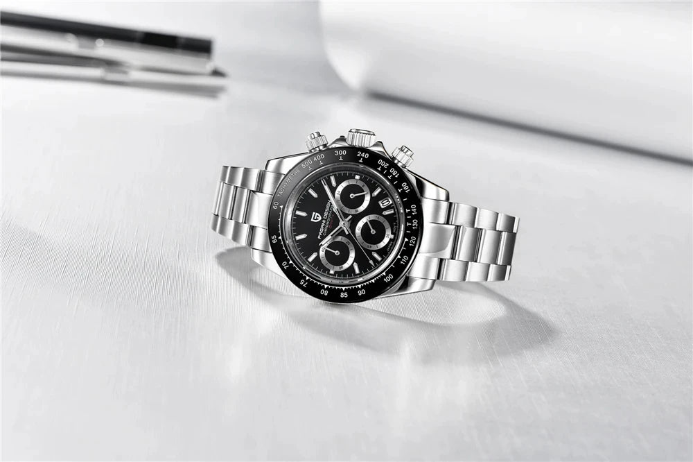 PAGANI DESIGN men’s chronograph watch – Luxury quartz wristwatch, luminous and water-resistant.