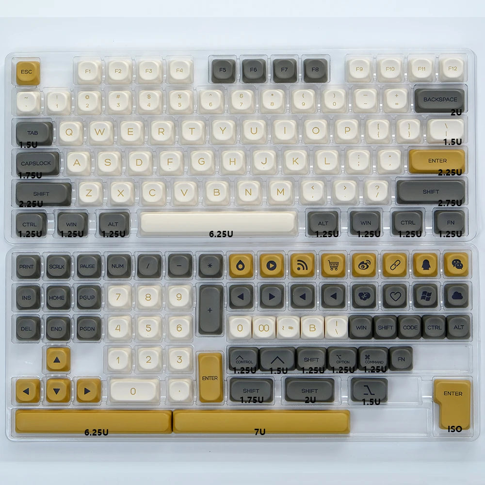 KBDiy KOA  Profile PBT Honey Milk Keycaps Russian Korean Japanese 137 Keys Caps for Mechanical Keyboard Keycap MAC for MX Switch