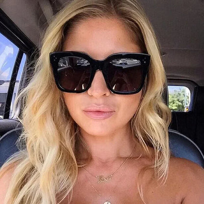 Női napszemüveg, lapos felső keret, Lunette Femme, női luxusmárkás napszemüveg, női szegecses napszemüveg, UV400