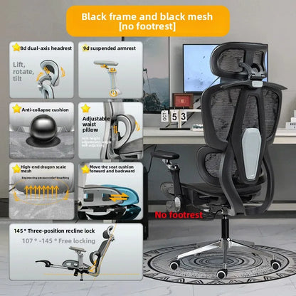 Přenosná minimalistická ergonomická židle s 10D područkami – počítačová, kancelářská, studijní a herní židle Gravity, pevná a odolná