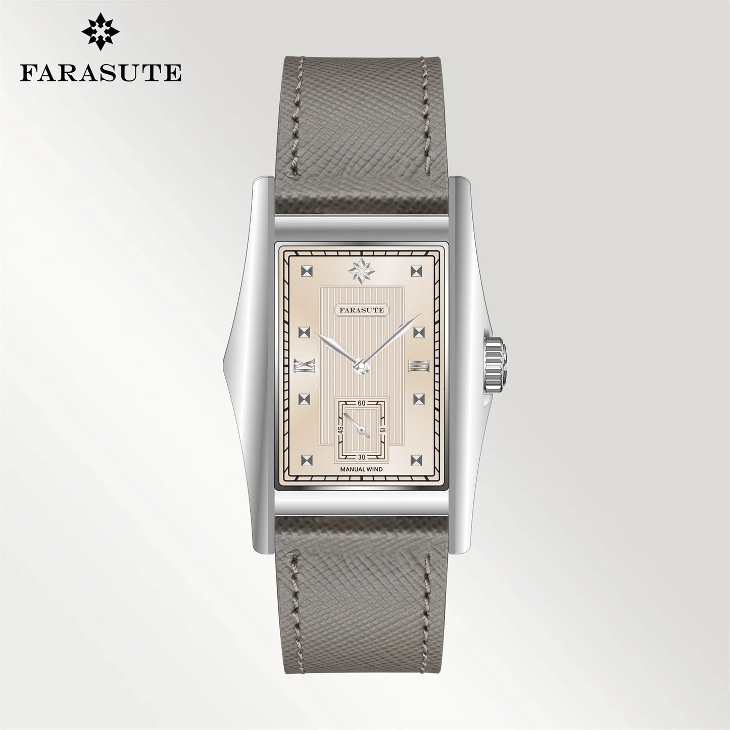 FARASUTE Creative Manual Square Customized Mechanical Movement Watch Men Luxury Sapphire Glass Small Second Wristwatches reloj