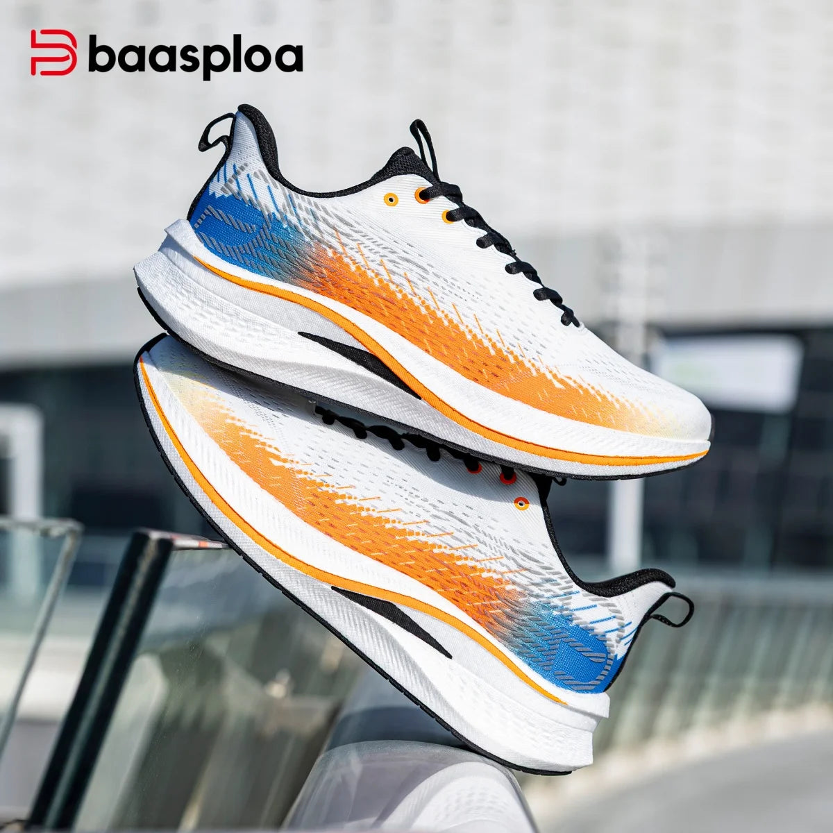 Baasploa Men Running Shoes Professional Training Women Carbon Plate Mesh Breathable Sneakers Male Lightweight Unisex Sport Shoes
