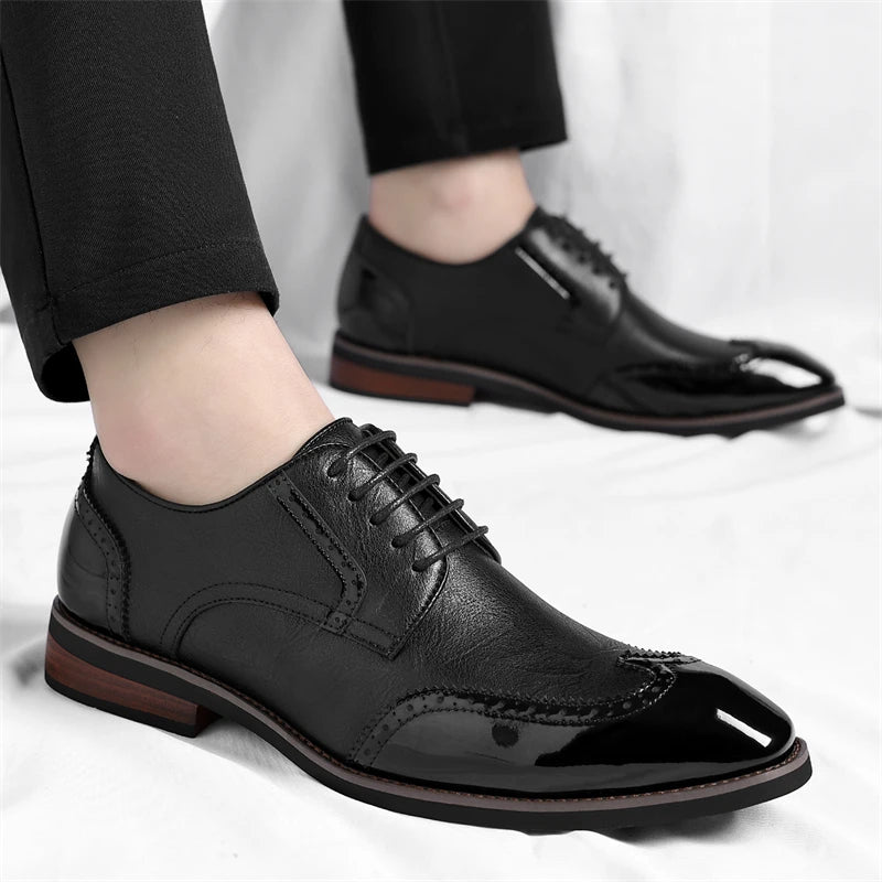 PU Leather Men's Oxford Shoes Heighten Formal Casual Shoes Business Male Suit Shoes New Design Derby Footwear Walking Sneakers