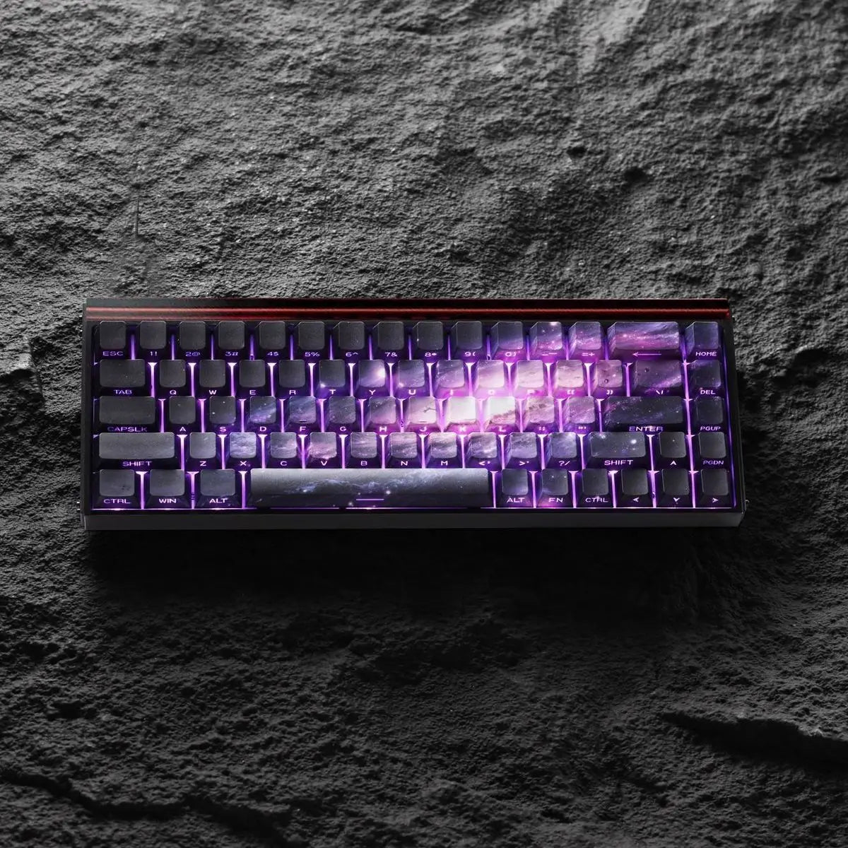 Teclas PBT transparentes con degradado galaxia morado y grabado lateral, 135 teclas, compatibles con teclado mecánico de 60/64/84/98/108 teclas