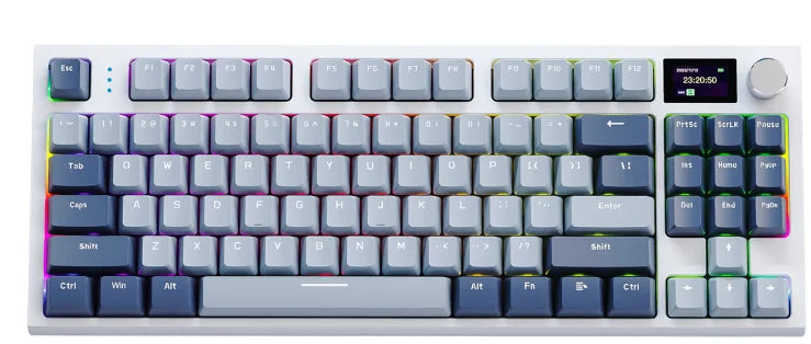 Teclado mecánico ATTACK SHARK K86 con perilla metálica, pantalla inteligente TFT a color, diseño de 87 teclas, iluminación RGB y conexión trimodo