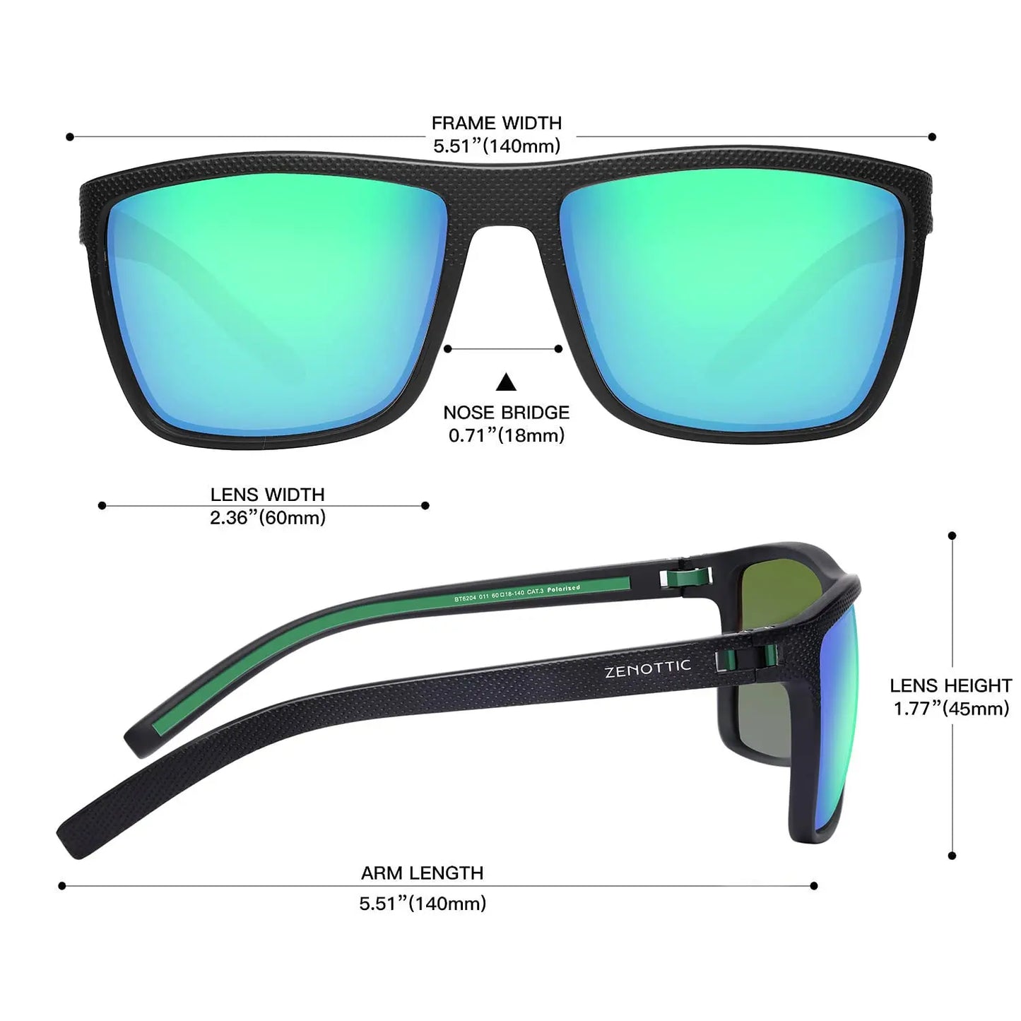 ZENOTTIC Polarized Sunglasses for Men Shades Lightweight TR90 Frame UV400 Protection Square Outdoor Trave Driving Sun Glasses