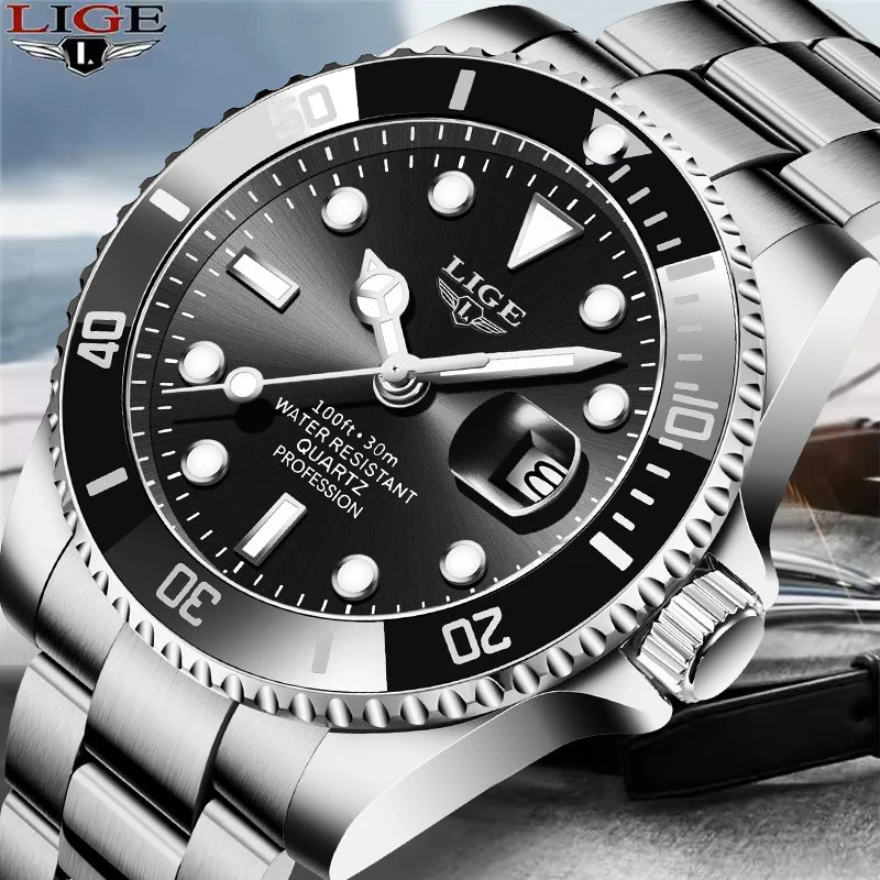 Montre pour homme LIGE – Chronographe à quartz, étanche, style décontracté et professionnel, accessoire de mode de luxe d'une grande marque.