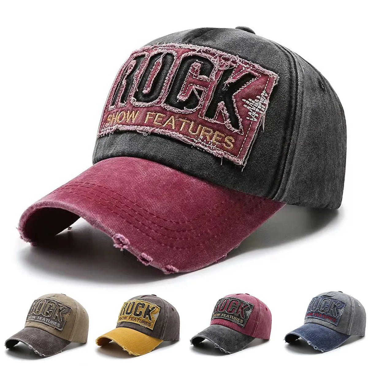Vysoce kvalitní bavlněná baseballová kšiltovka s výšivkou ROCK pro muže a ženy, snapback kšiltovka pro outdoorový sport a ochranu před sluncem