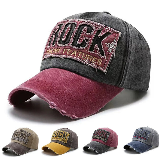 Hochwertige Baseballkappe aus Baumwolle mit ROCK-Schriftzug-Stickerei für Damen und Herren – Gorras Snapback Outdoor-Sport-Sonnenhut