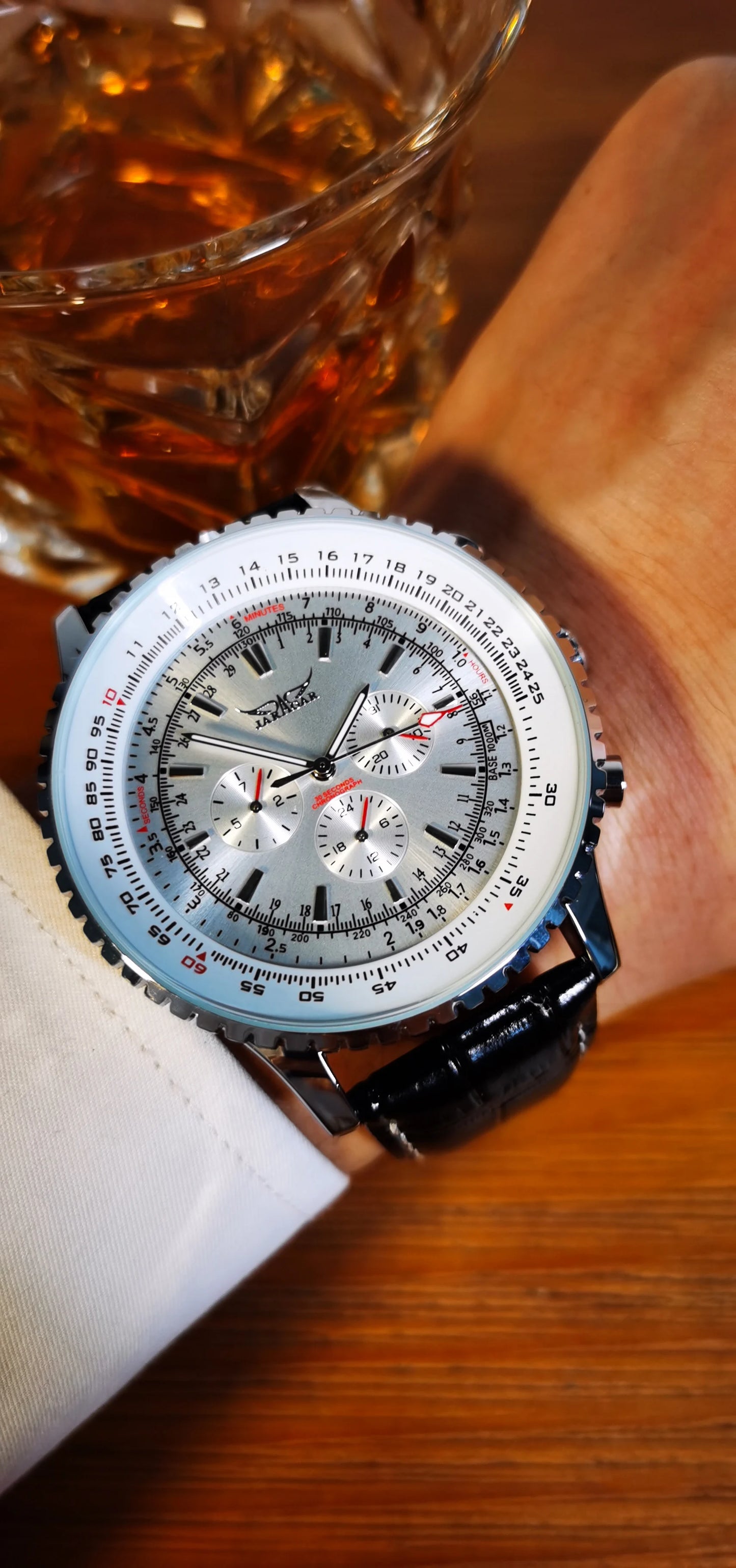 JARAGAR Pilot Automatic Watch for Men Military Multifunction Sub-Dials Mechanical Watches Top Brand Luxury Leather Strap Clock