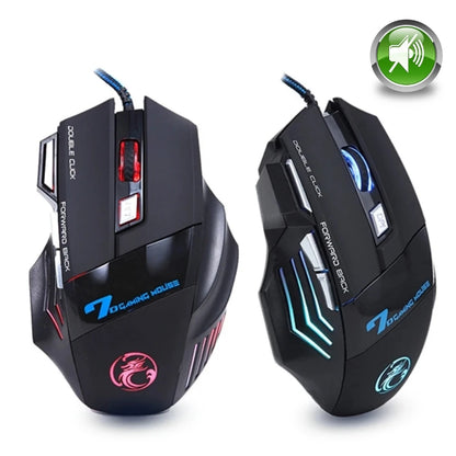 Ratón gaming con cable para ordenador, retroiluminación RGB, diseño ergonómico silencioso, LED, 7 botones y USB para PC de escritorio