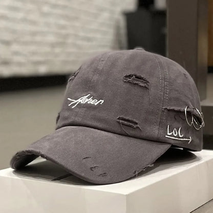Șepci de baseball unisex Asher cu broderie, cu găuri și inel metalic, reglabile, pentru activități în aer liber, de primăvară și toamnă, casual, cu protecție solară