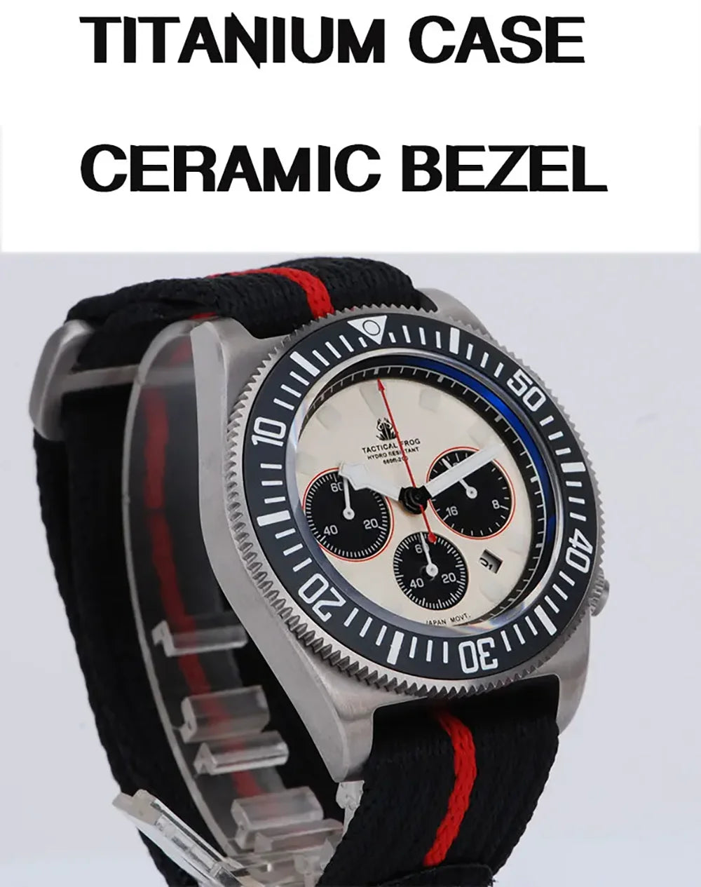 Tactical Frog FXD Titanium Quartz Watch VS75B Solar-powered Movement 20Bar Chronograph Sapphire Diving Watch BGW9 Luminous Watch