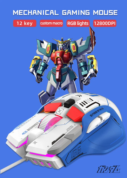 High-end Programmable Gaming Mouse Wired 12800 DPI 12 keys RGB Game Mice for Windows IOS Home Office Laptop PC