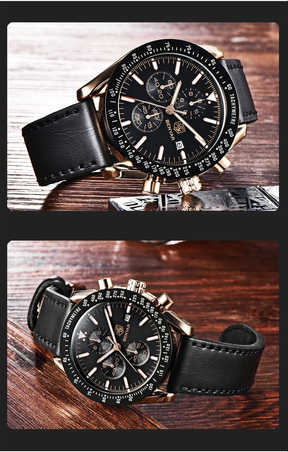 Montre homme BENYAR 5140, montre de sport décontractée, montre à quartz de luxe étanche, chronographe militaire de marque haut de gamme.