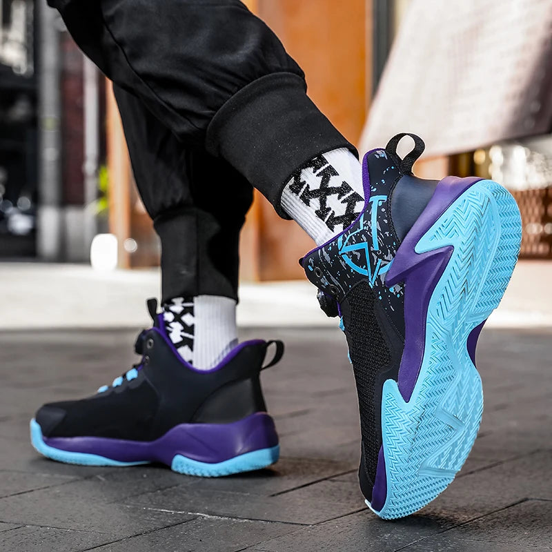 Chaussures de basket-ball unisexes en maille respirante, légères, avec boucle rotative, baskets de sport, de course en plein air, d'entraînement, d'automne