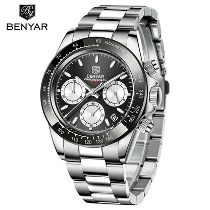 BENYAR Men’s Watches – Luxury chronograph, sporty design, water-resistant, stainless steel, quartz movement