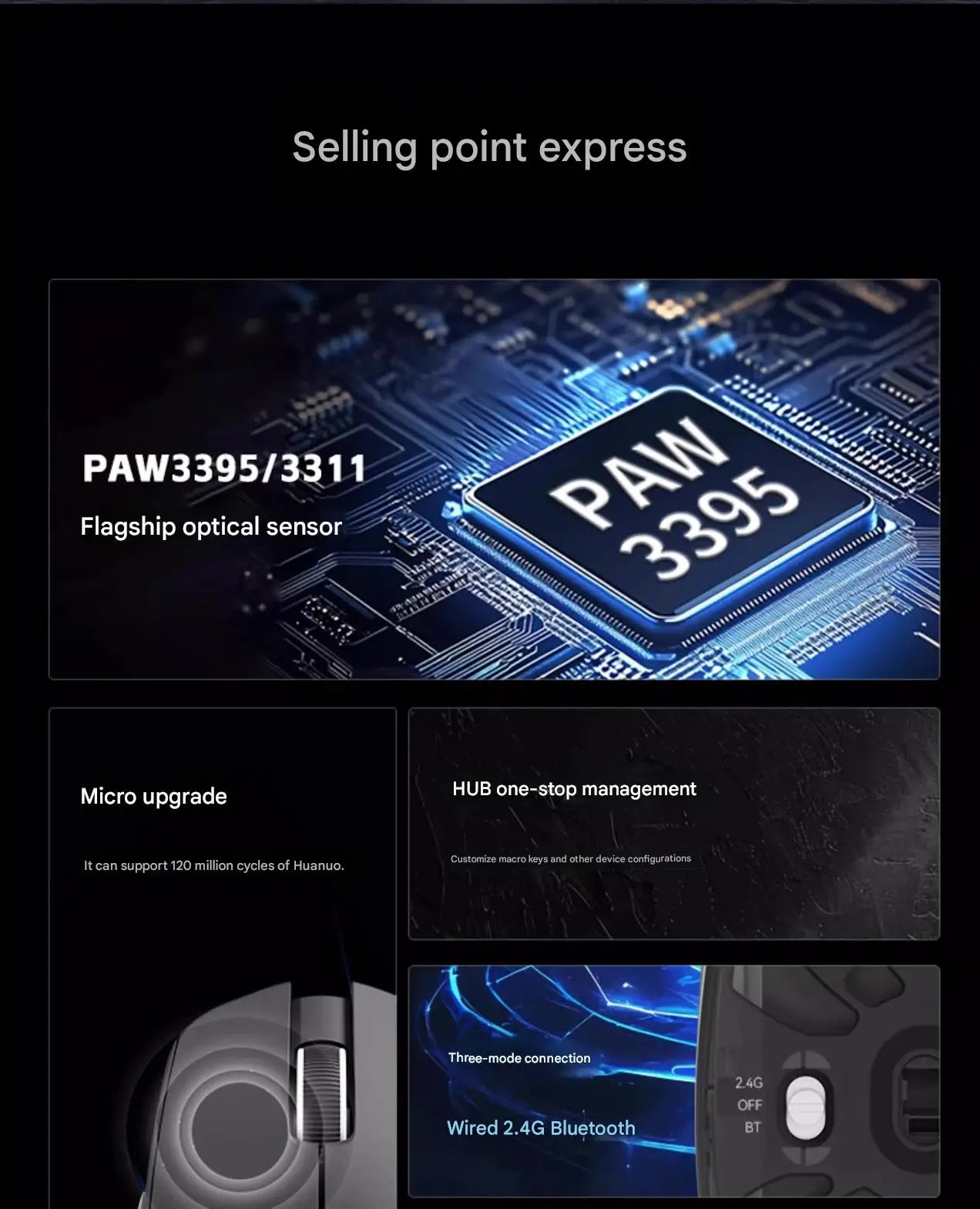 Aigo GM80 PLUS PRO trådløs Bluetooth-mus PAW3311/PAW3395 letvægts 1000HZ kablet gaming- og e-sportsmus med tre tilstande – gave