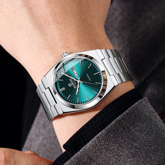 Orologio da polso al quarzo di lusso BINBOND, luminescente, impermeabile, con indicazione del giorno della settimana e data automatica, cinturino in acciaio, stile business, sportivo, alla moda e casual.